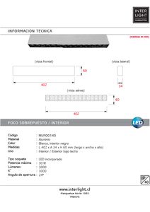 Foco sobrepuesto blanco interior negro LED 30W 40,2cm 3000K IP40 - MUFO0140