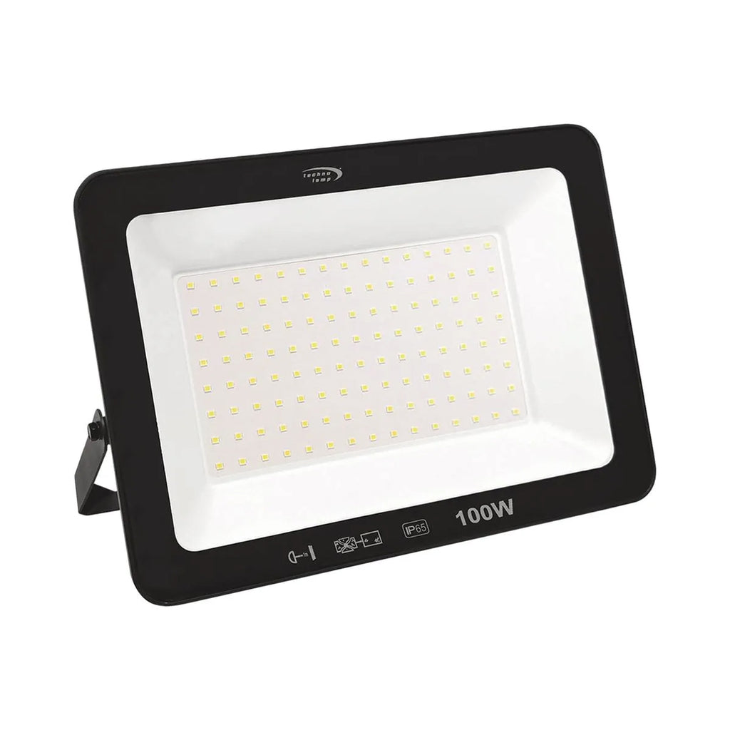 Proyector de área aluminio vidrio negro exterior IP65  26x19 cm  LED 100W - MUFO0142