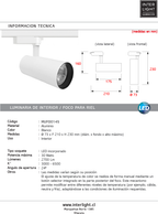 Foco riel aluminio blanco Ø 7,3x22 cm LED 30W - 3000K-4000K-6000K - MUFO0145