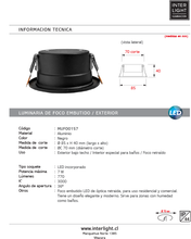 Cargar imagen en el visor de la galería, Foco embutido retraído para baño negro 3000K  IP44 7W  LED - MUFO0157
