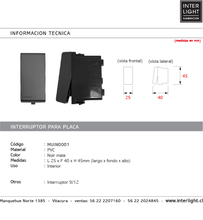 Cargar imagen en el visor de la galería, Interruptor Noir Mate 16A 250V- MUIN0001
