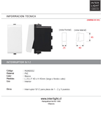 Interruptor blanco mate 16A 250V- MUIN0002