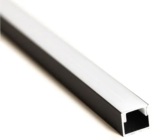 Soporte cinta LED aluminio negro con difusor policarbonato opal  3 Metros - MUPE0001