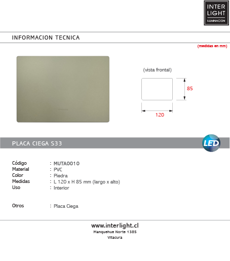 Placa Ciega Piedra  - MUTA0010