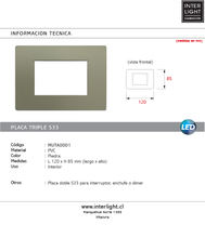 Cargar imagen en el visor de la galería, Placa 3 puestos piedra con soporte- MUTA0012
