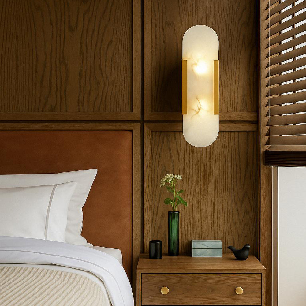 Aplique metal negro alabastro 10x36 cm 2 luces E14 - ONAP0063