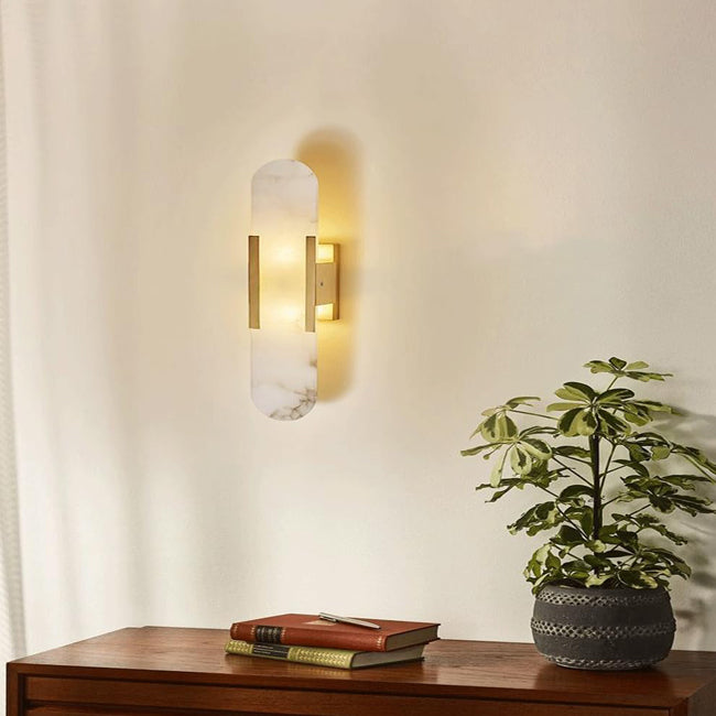 Aplique metal negro alabastro 10x36 cm 2 luces E14 - ONAP0063