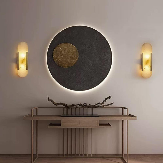 Aplique metal negro alabastro 10x36 cm 2 luces E14 - ONAP0063