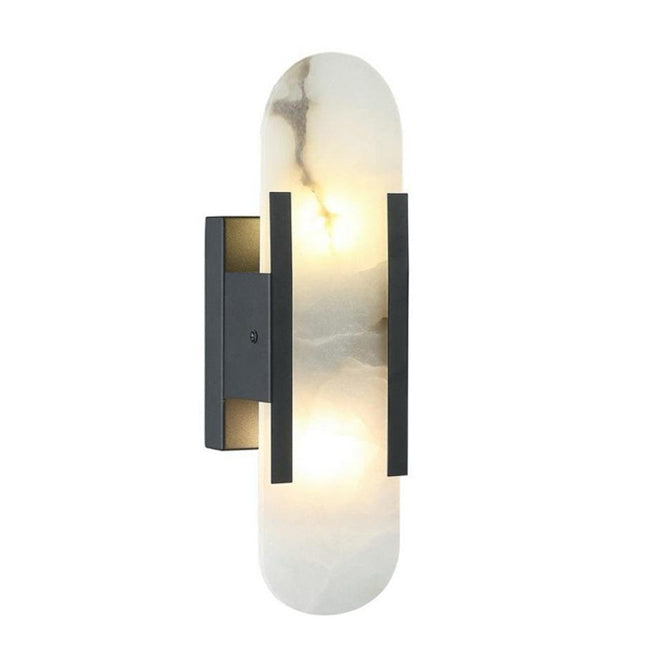 Aplique metal negro alabastro 10x36 cm 2 luces E14 - ONAP0064