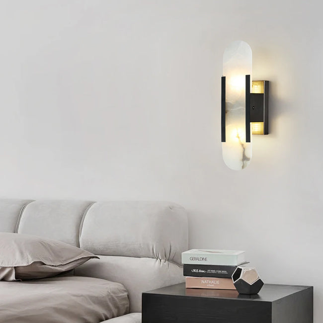 Aplique metal negro alabastro 10x36 cm 2 luces E14 - ONAP0064