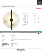 Aplique metal negro alabastro Ø35x39 cm 12W 3000k LED - ONAP0066