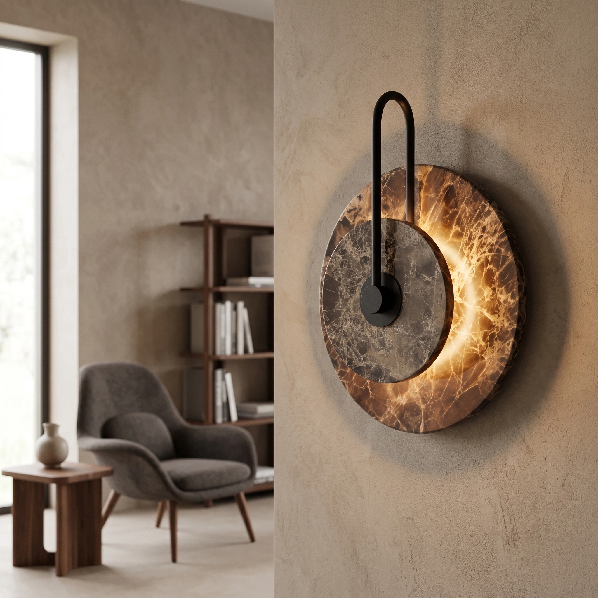 Apliqué mármol café Ø25,5 cm LED 12W - ONAP0071