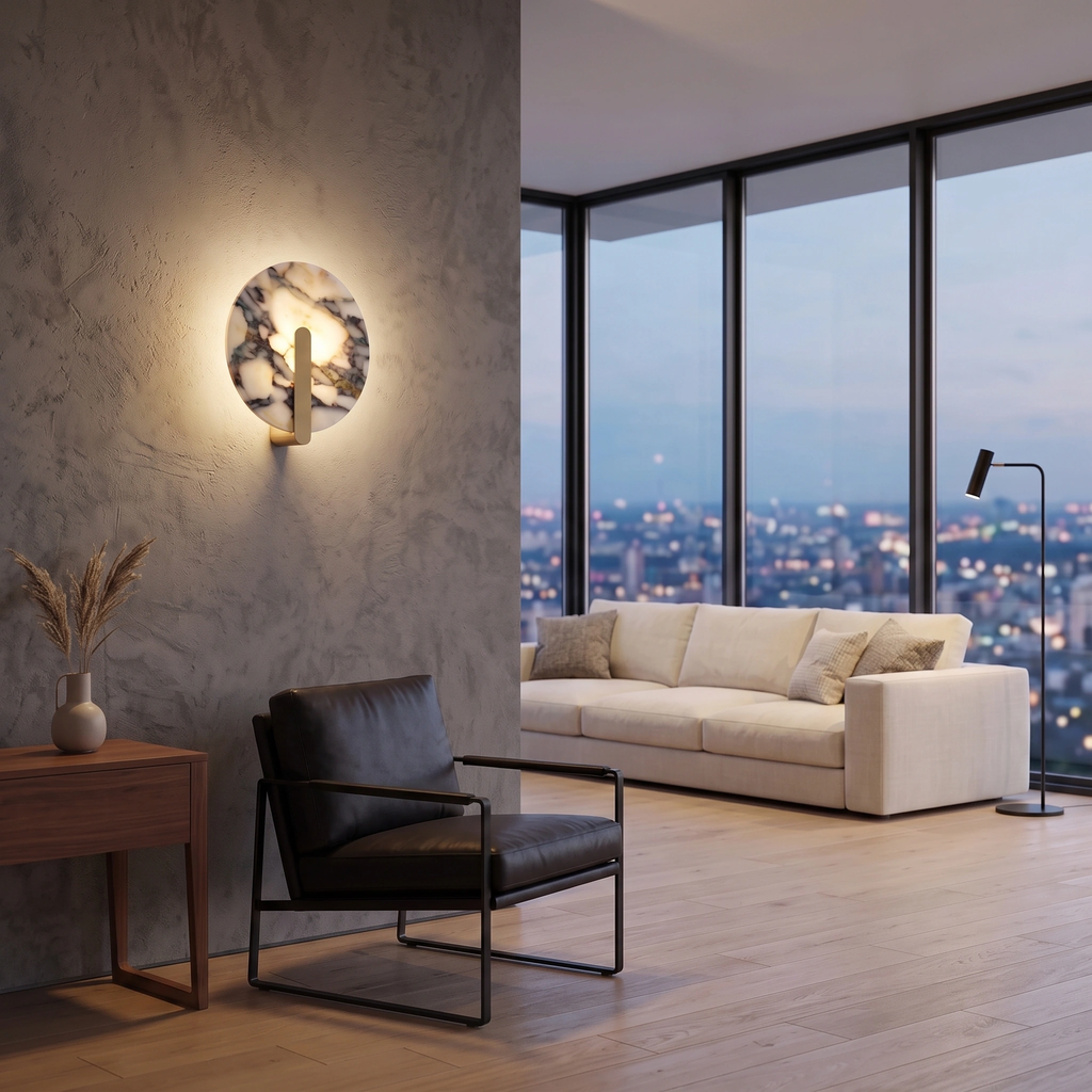 Apliqué mármol bulgari + bronce Ø25cm LED 12W - ONAP0072