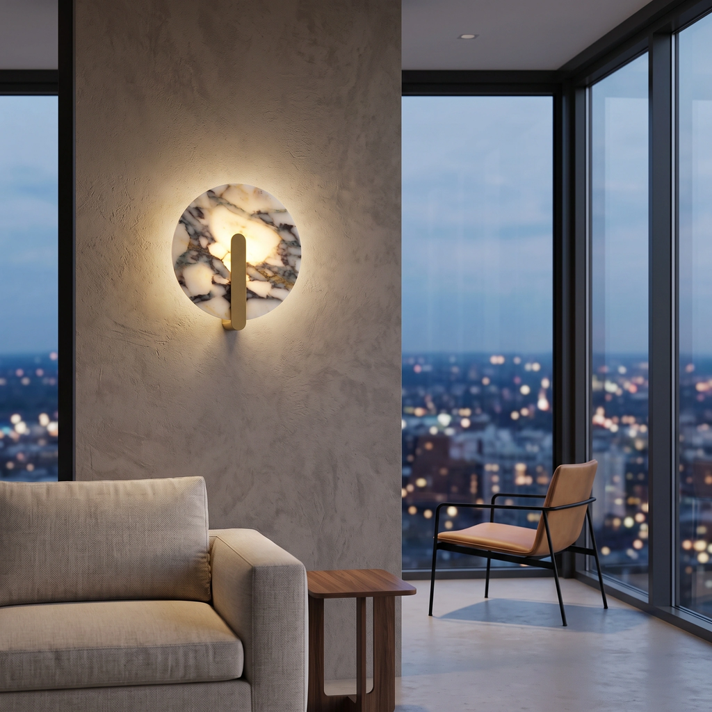 Apliqué mármol bulgari + bronce Ø25cm LED 12W - ONAP0072