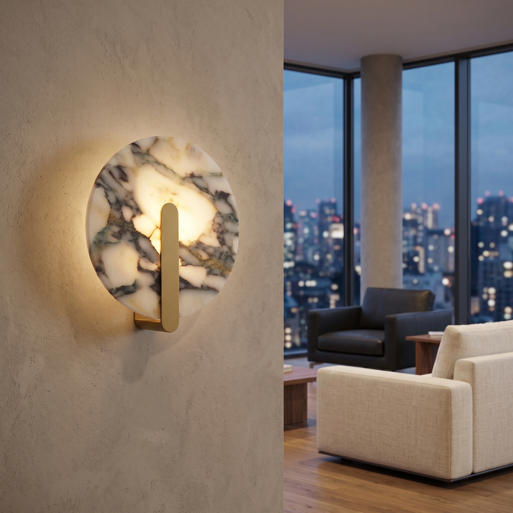 Apliqué mármol bulgari + bronce Ø25cm LED 12W - ONAP0072