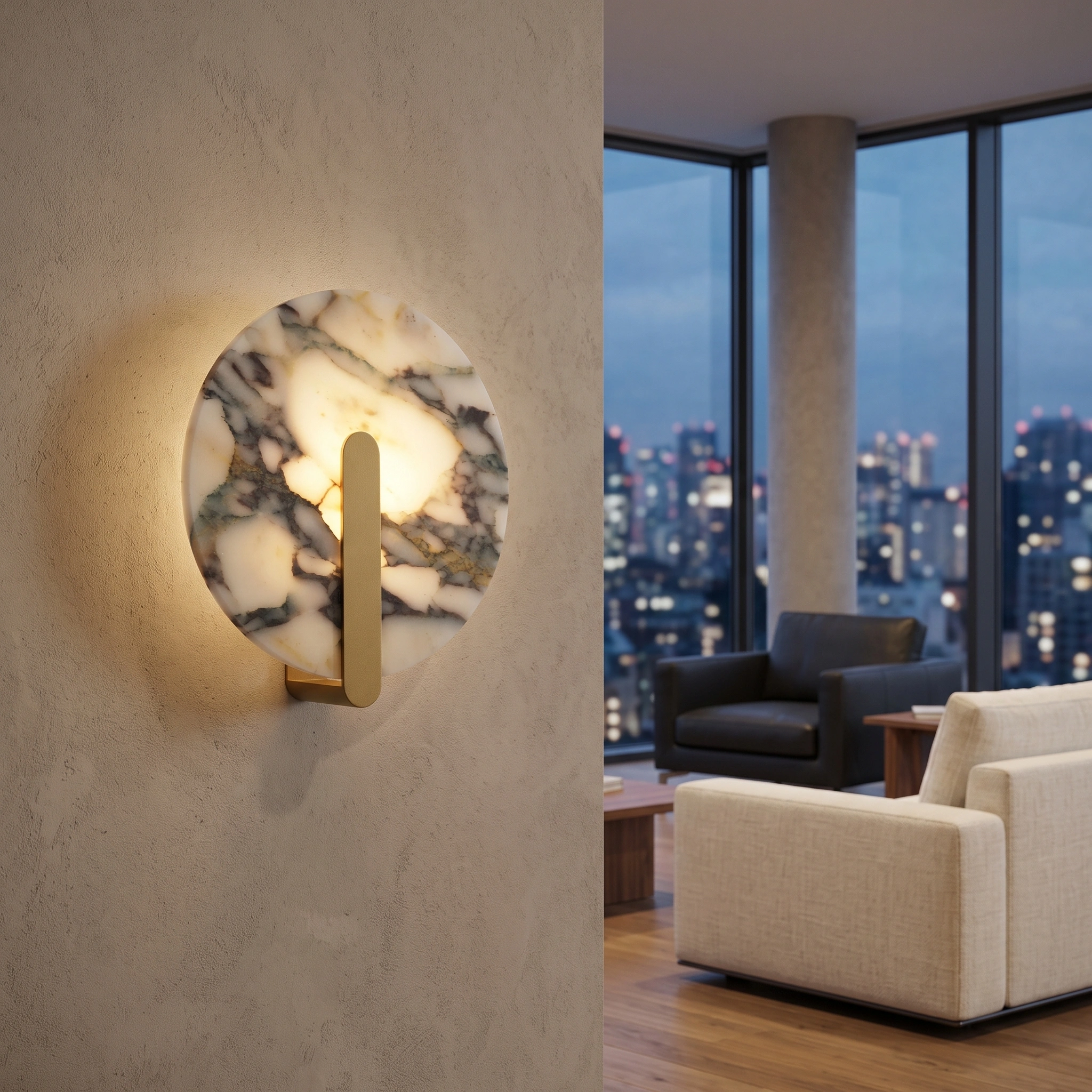 Apliqué mármol bulgari + bronce Ø25cm LED 12W - ONAP0072