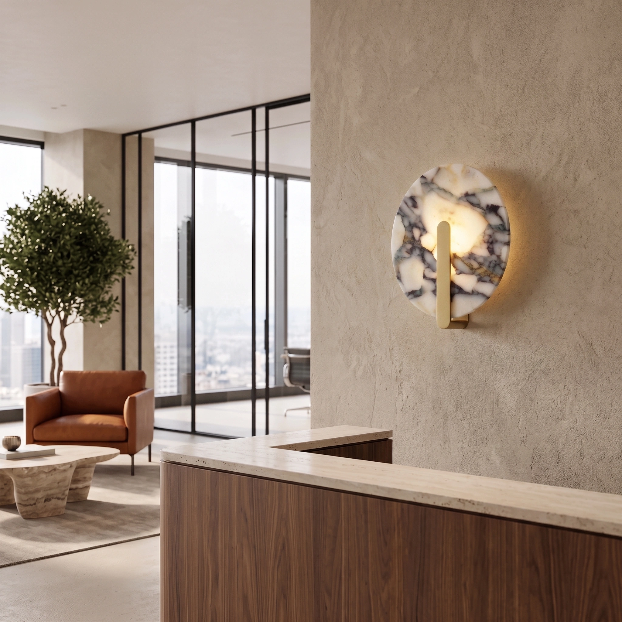 Apliqué mármol bulgari + bronce Ø25cm LED 12W - ONAP0072