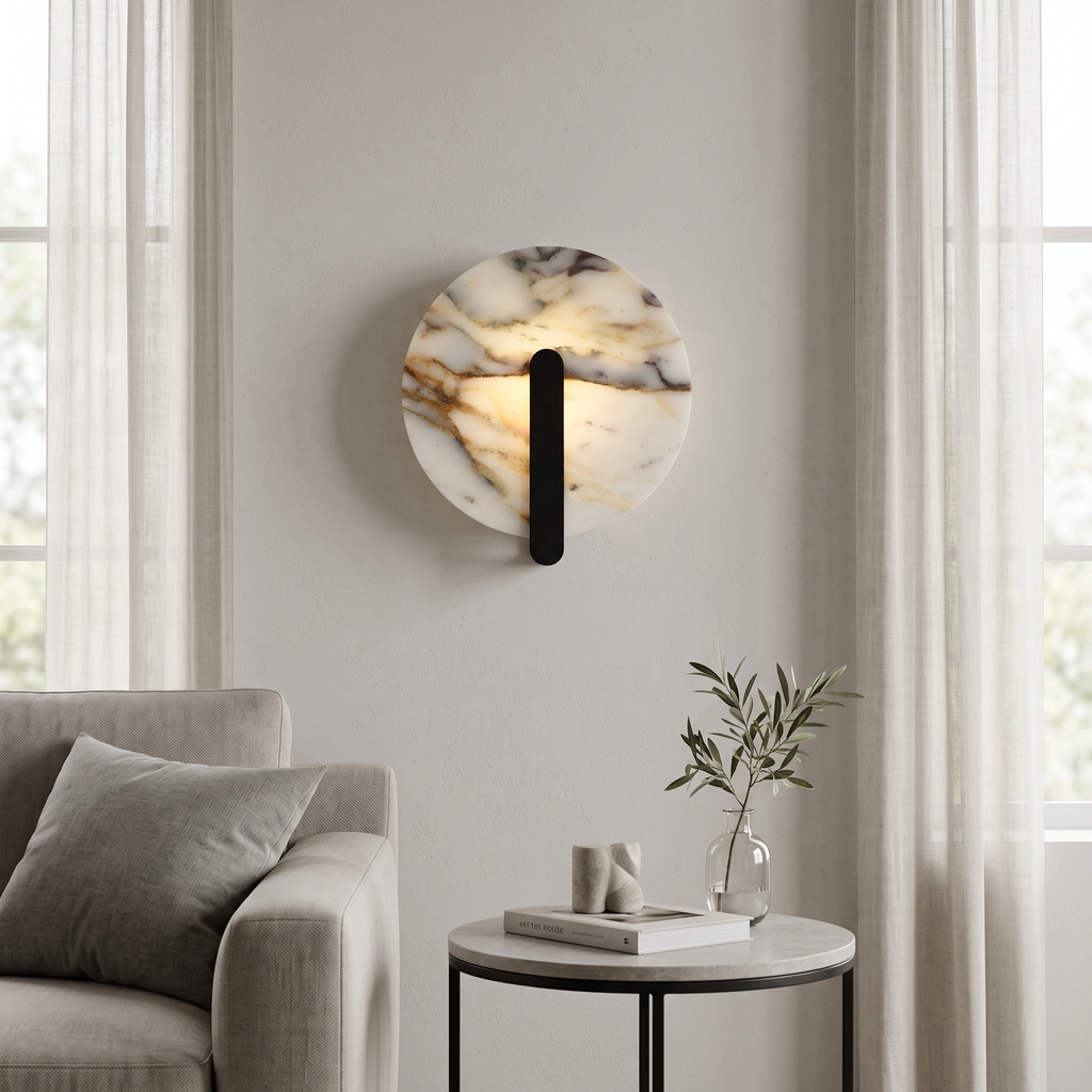 Apliqué mármol bulgari + negro Ø25cm LED 12W - ONAP0073