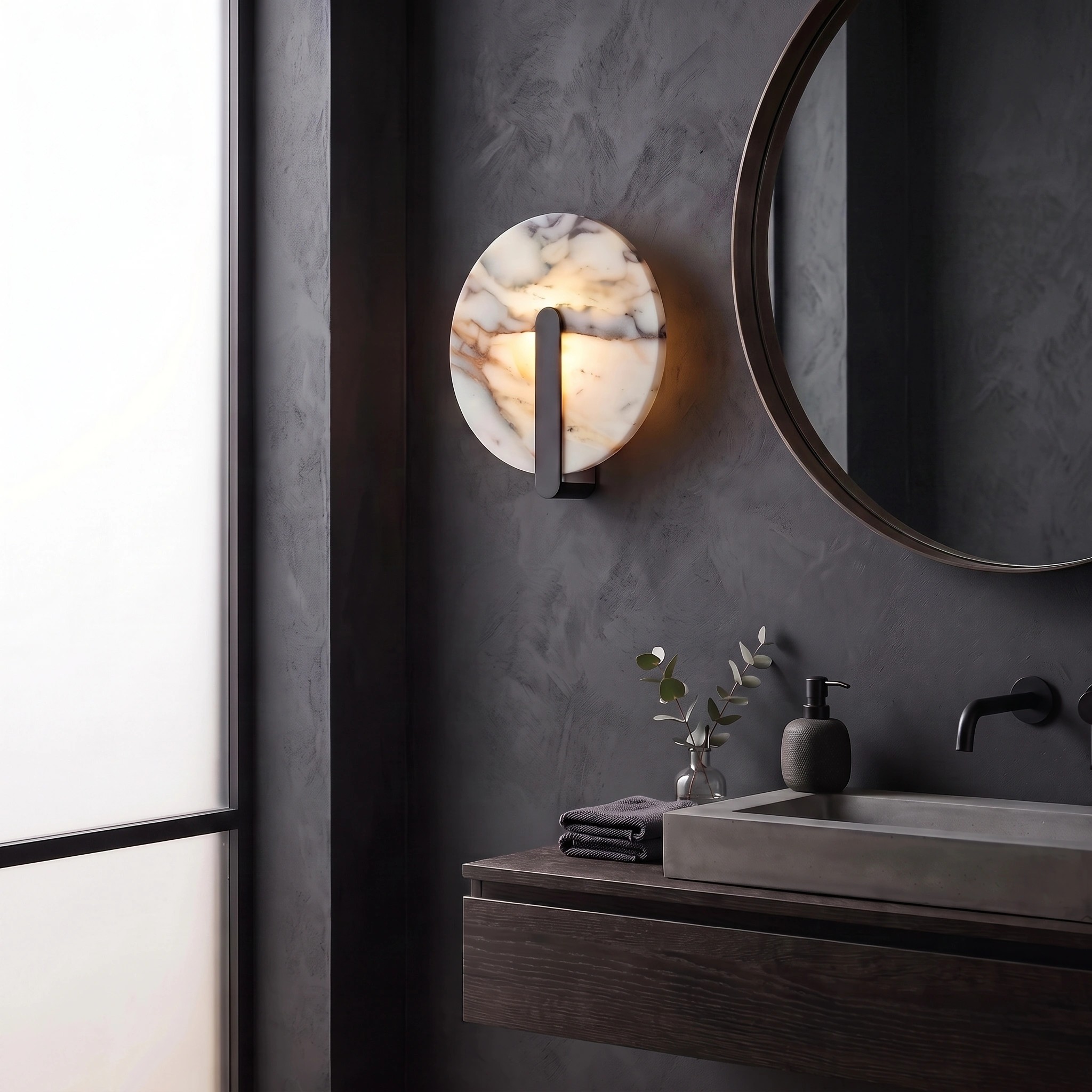 Apliqué mármol bulgari + negro Ø25cm LED 12W - ONAP0073