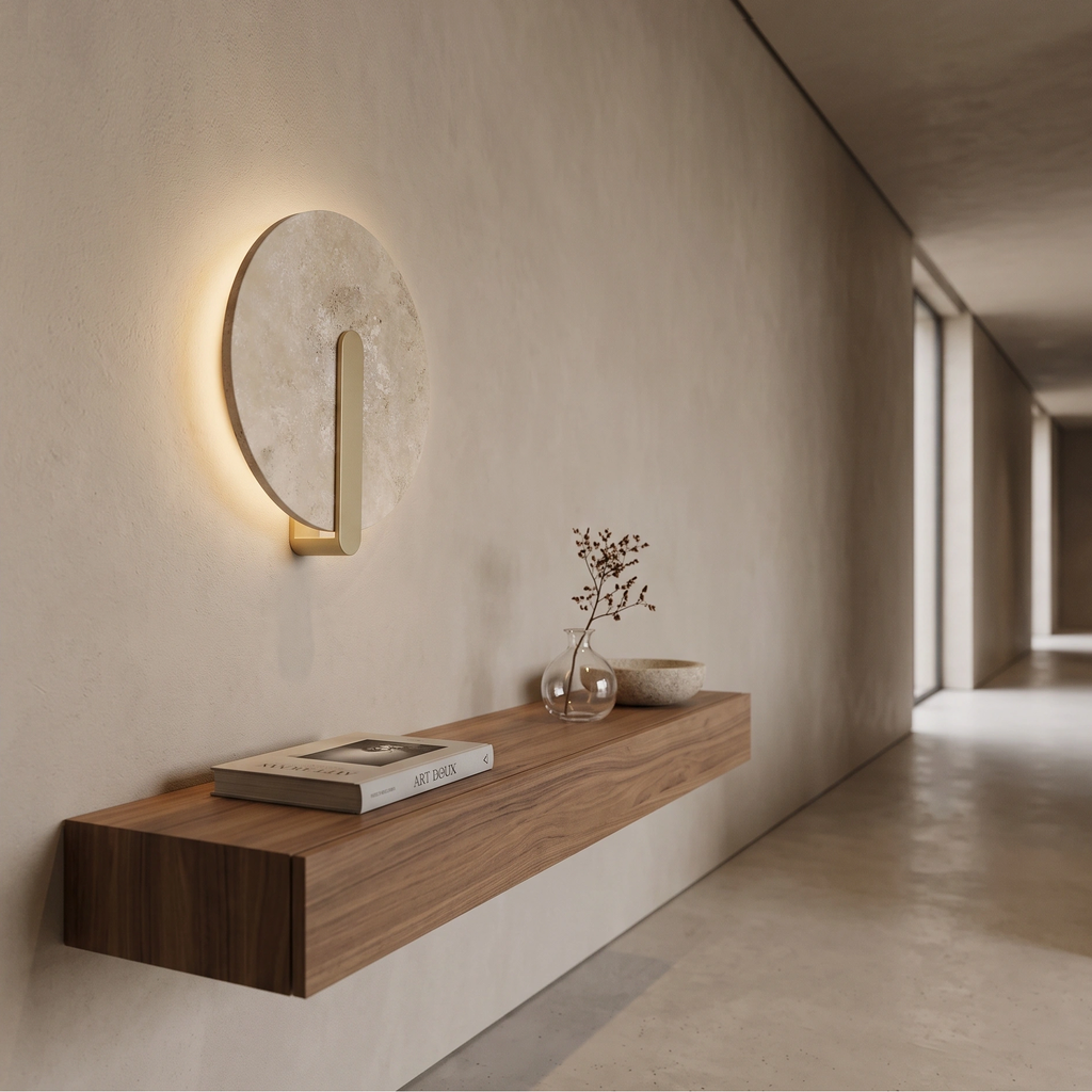 Apliqué mármol beige + bronce Ø25cm LED 12W - ONAP0074