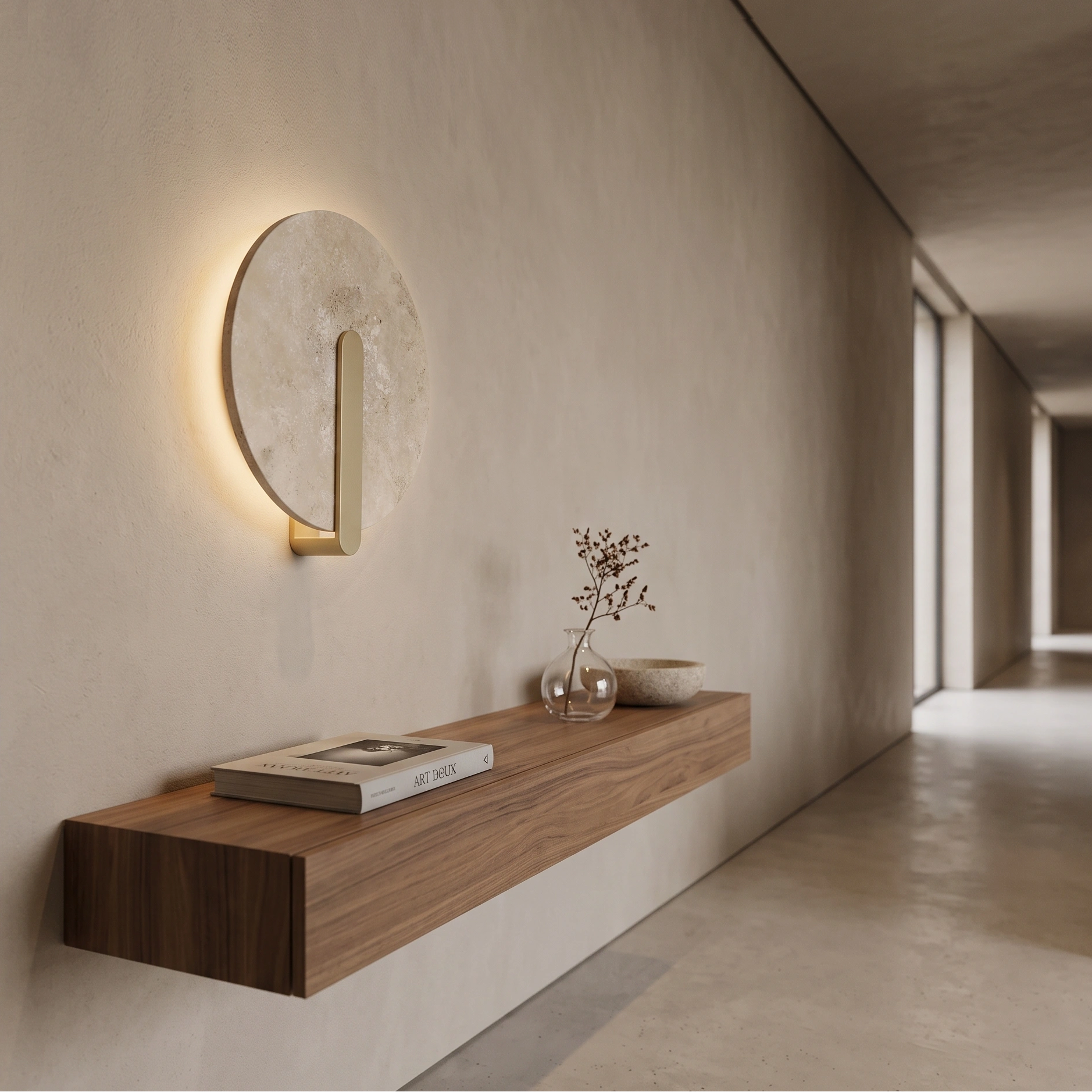 Apliqué mármol beige + bronce Ø25cm LED 12W - ONAP0074