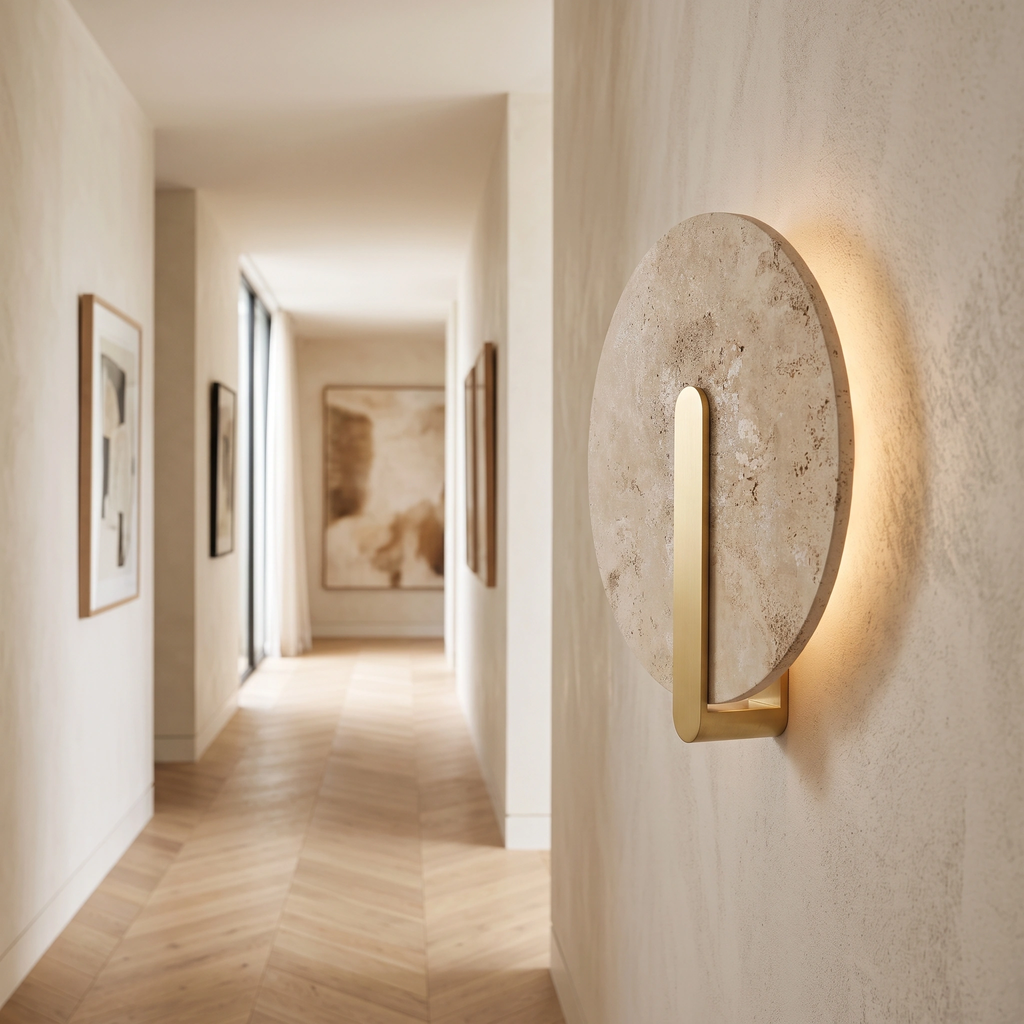 Apliqué mármol beige + bronce Ø25cm LED 12W - ONAP0074
