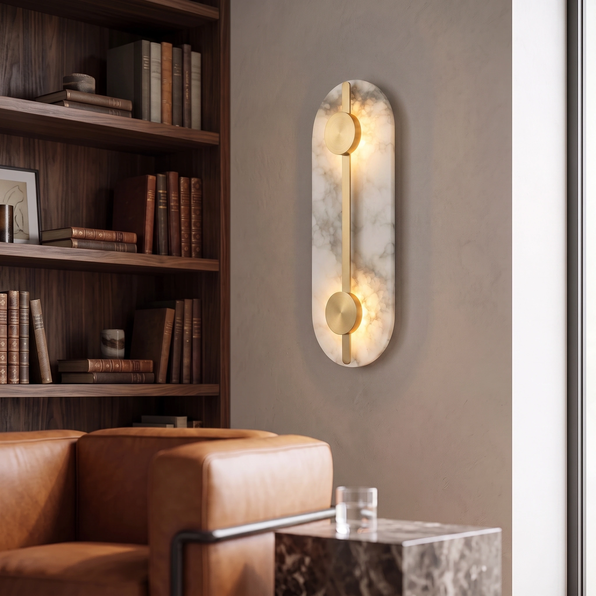 Aplique alabastro + bronce 40 cm LED 2x6W - ONAP0075