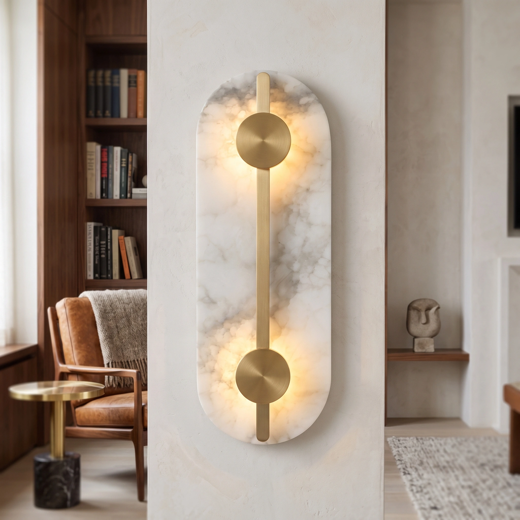 Aplique alabastro + bronce 40 cm LED 2x6W - ONAP0075