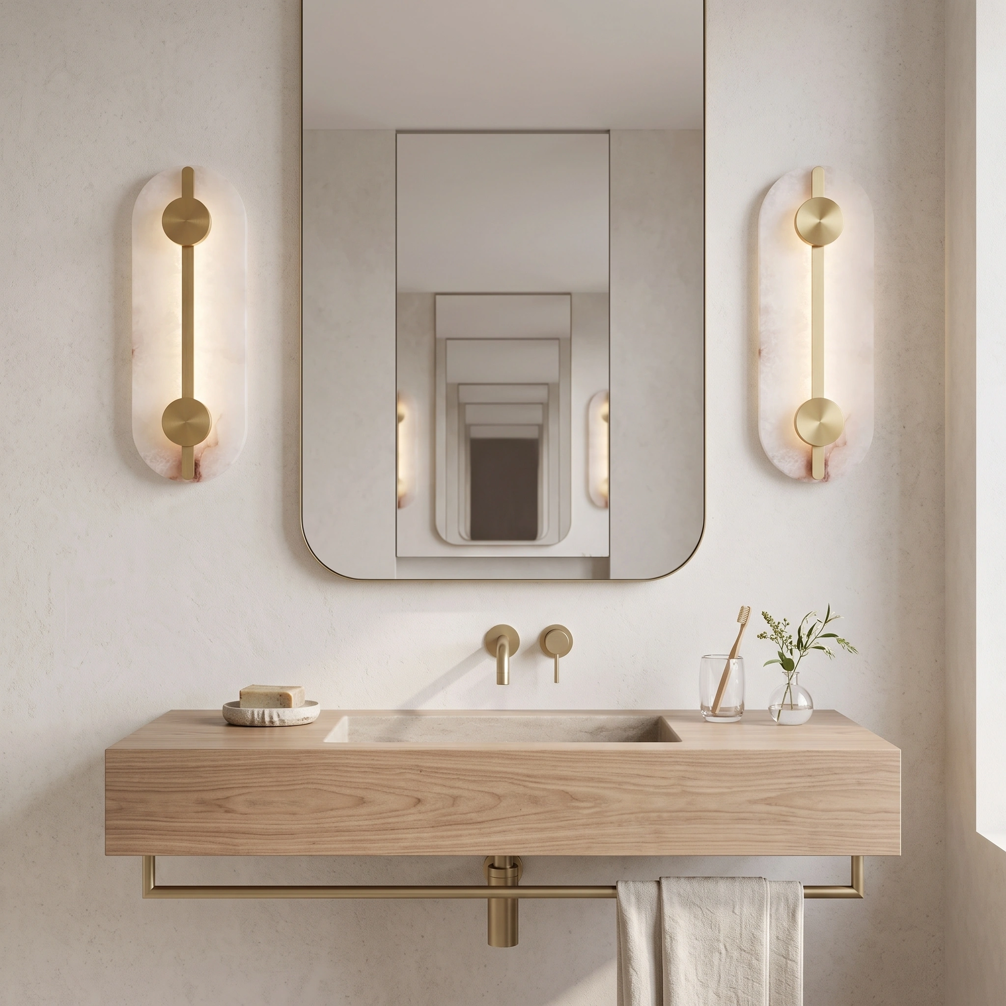 Aplique alabastro + bronce 40 cm LED 2x6W - ONAP0075