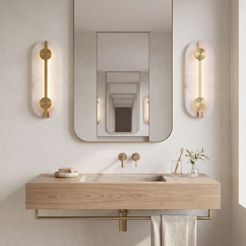 Aplique alabastro + bronce 40 cm LED 2x6W - ONAP0075