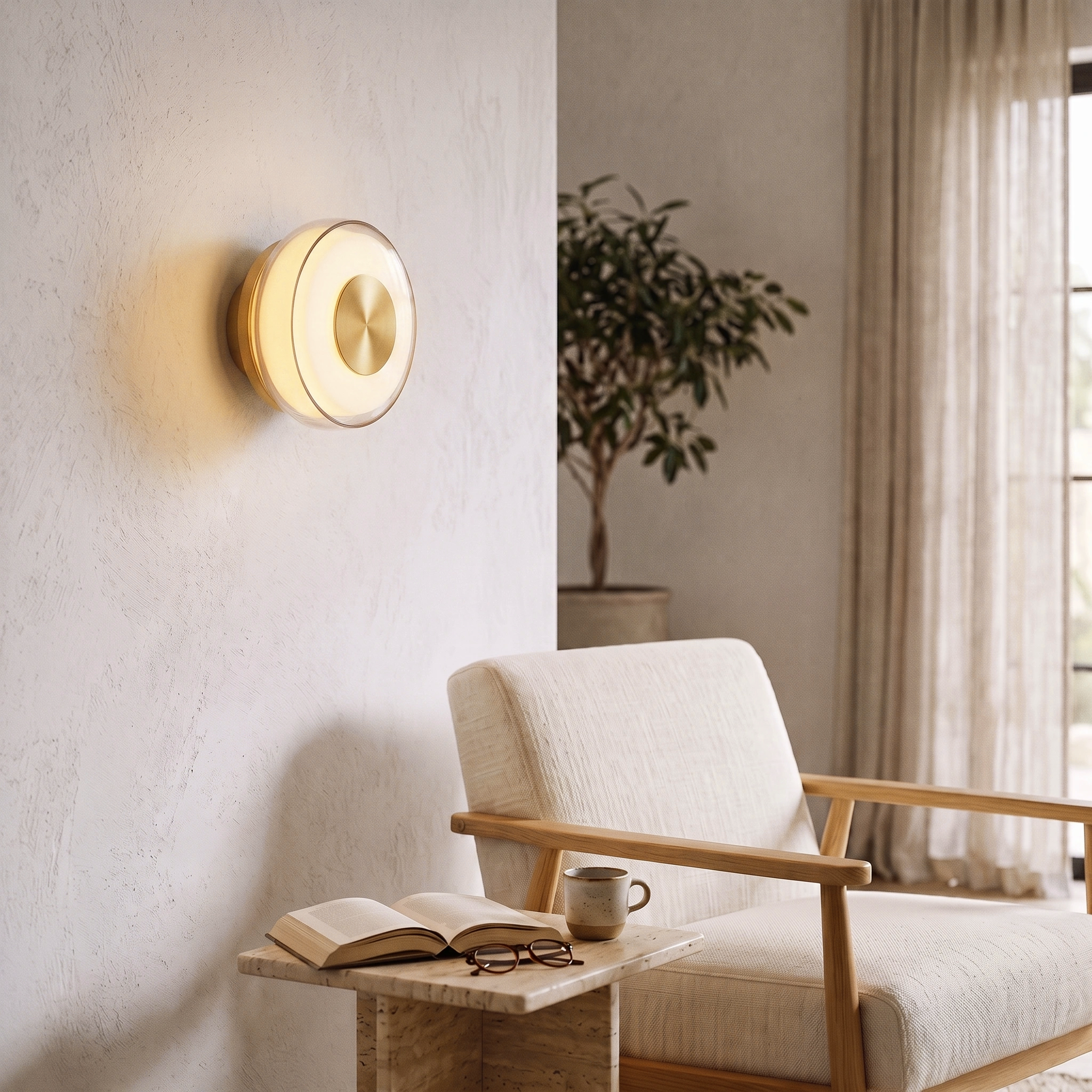 Apliqué vidrio exterior champán, vidrio interior opal 16 cm 6W - ONAP0078