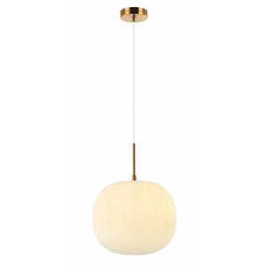 Lámpara colgante vidrio opal metal oro Ø30cm E27 - ONLC0046