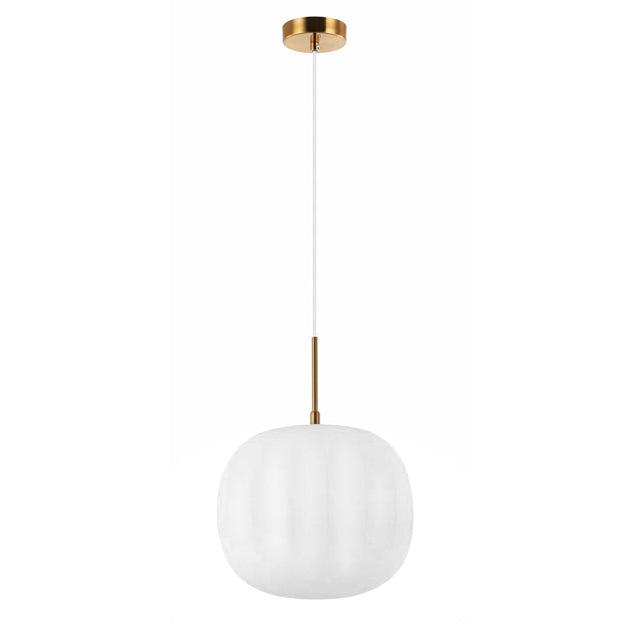 Lámpara colgante vidrio opal metal oro Ø30cm E27 - ONLC0046