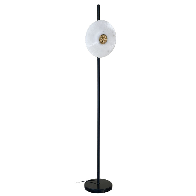Lámpara de pie vidrio alabastro metal negro Ø25cm LED 15W - ONLP0014