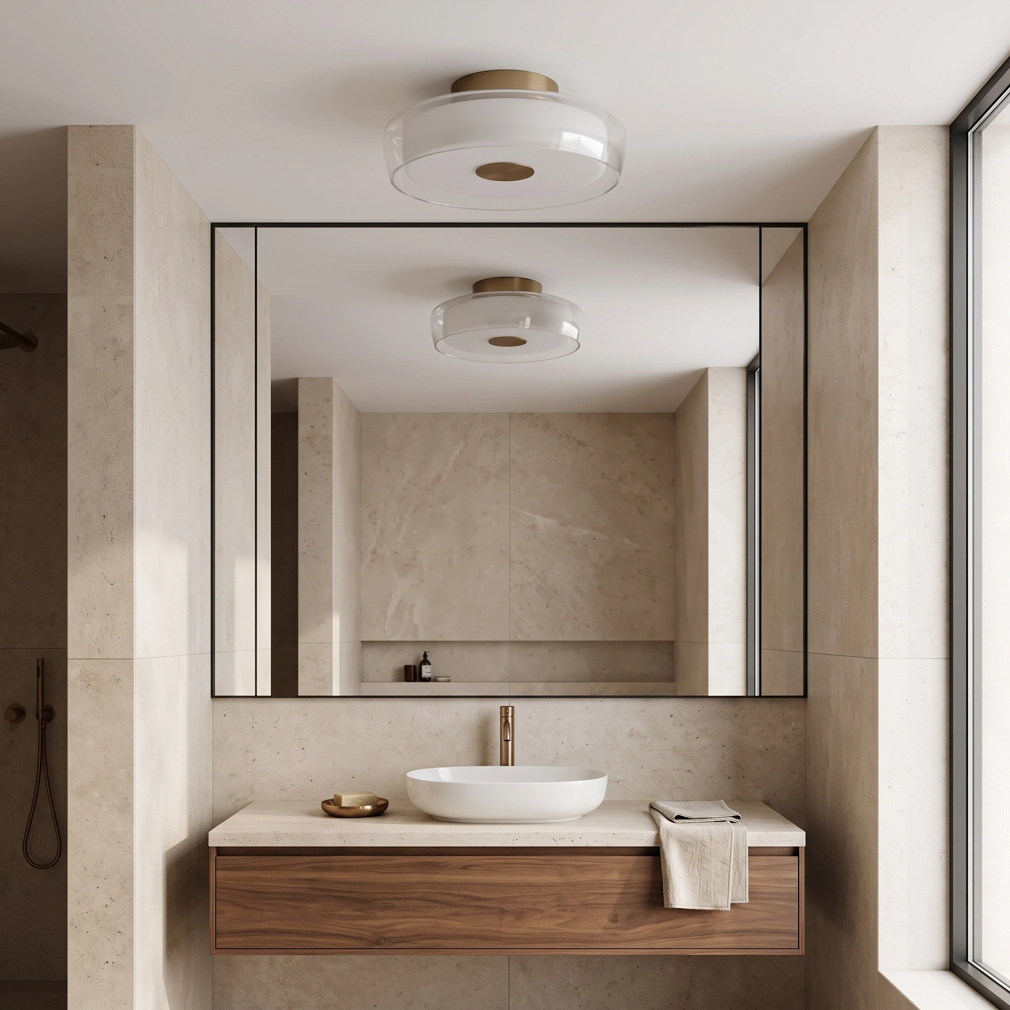 Plafón vidrio + bronce 30 cm LED 18W  - ONPL0003