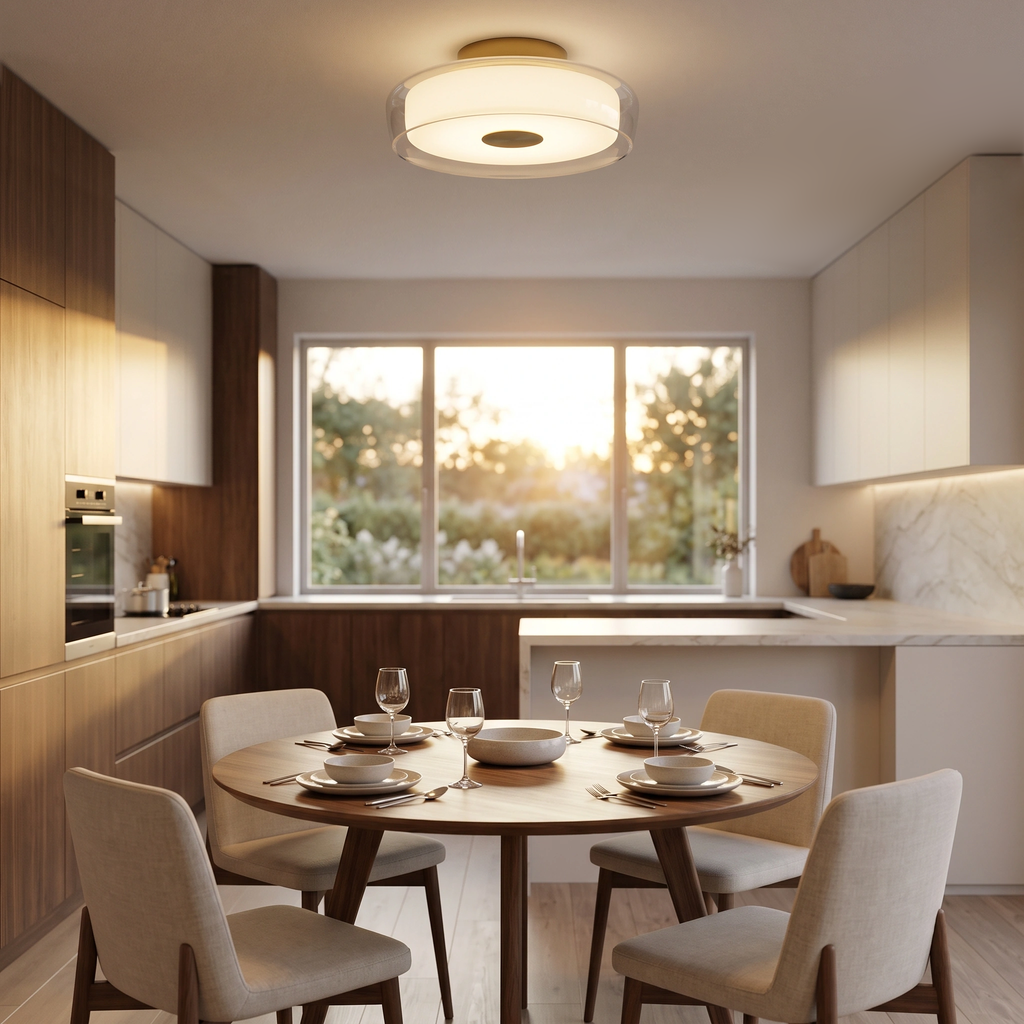 Plafón vidrio + bronce 30 cm LED 18W  - ONPL0003