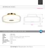 Plafón vidrio + bronce 30 cm LED 18W  - ONPL0003