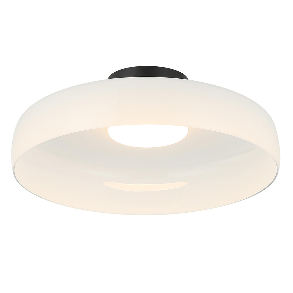 Plafón vidrio opal + metal negro LED 15W Ø42cm - ONPL0004