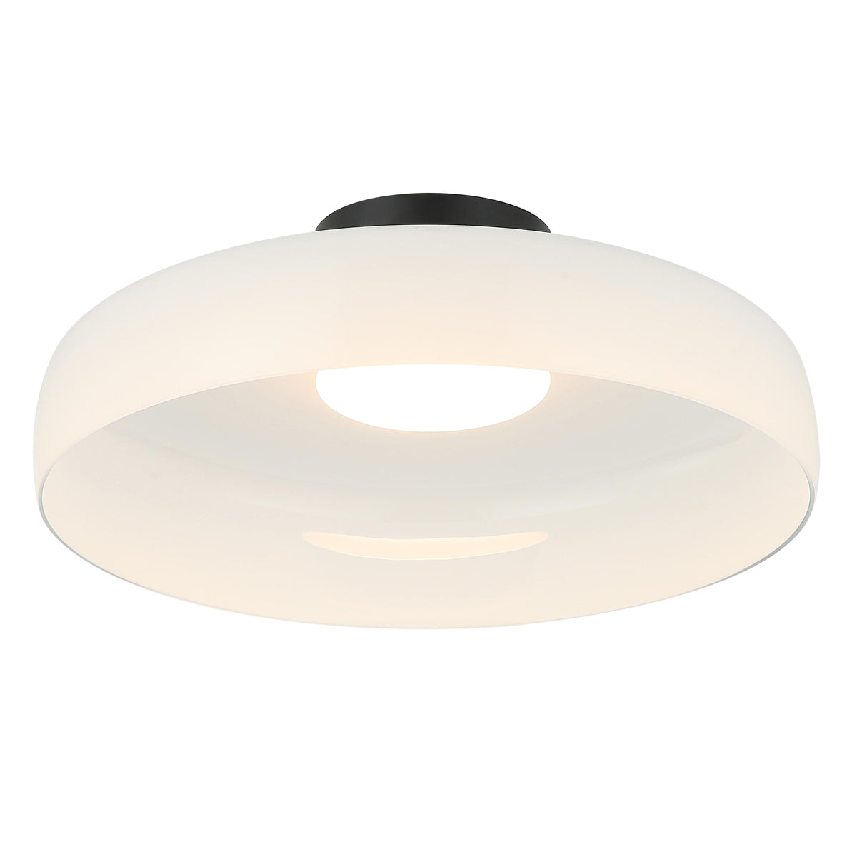 Plafón vidrio opal + metal negro LED 15W Ø42cm - ONPL0004