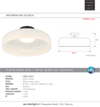 Plafón vidrio opal + metal negro LED 15W Ø42cm - ONPL0004