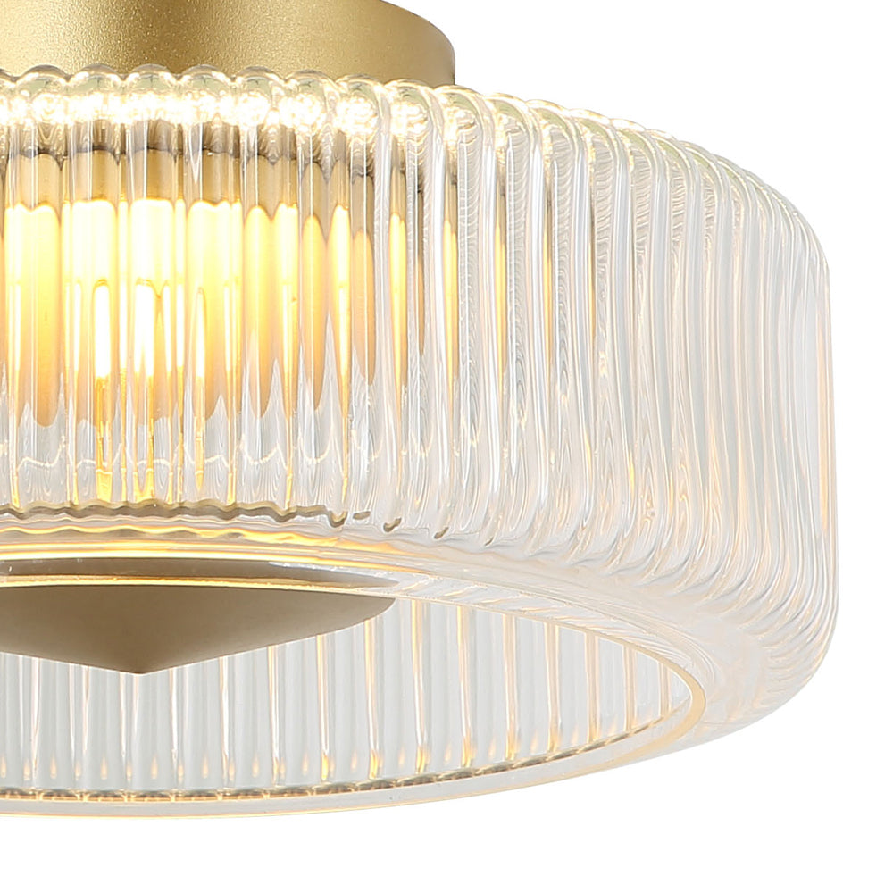 Plafón vidrio metal dorado 30cm 15 W 3000k - ONPL0006