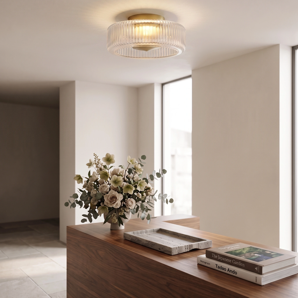 Plafón vidrio metal dorado 30cm 15 W 3000k - ONPL0006