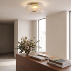 Plafón vidrio metal dorado 30cm 15 W 3000k - ONPL0006
