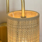 Aplique rafia natural metal dorado 23x11x30 cm 2 luces E14 - OPAP0017