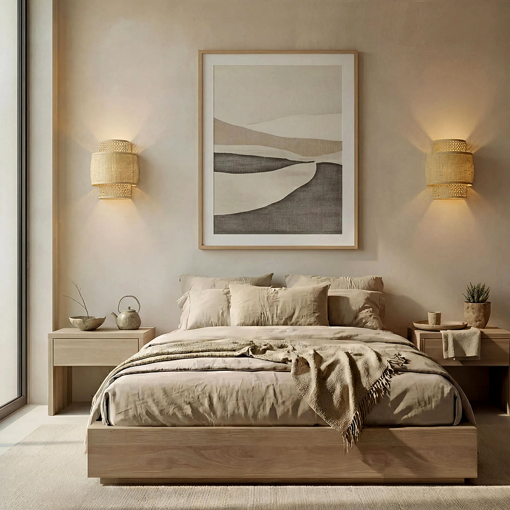 Apliqué rafia natural 24x30 cm E27 - OPAP0020