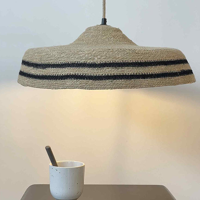 Lámpara colgante yute natural negro Ø45x16 cm E27 - OPLC0019