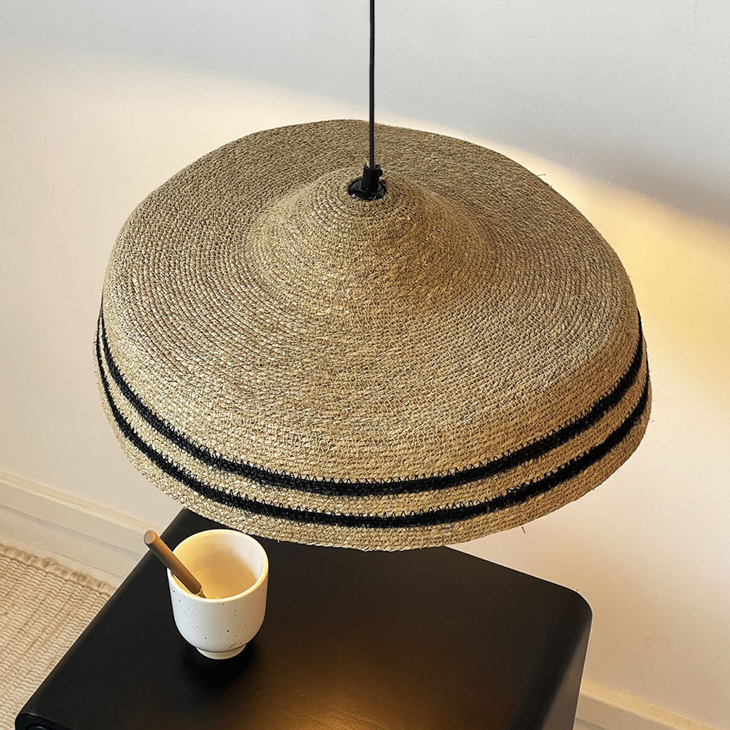 Lámpara colgante yute natural negro Ø45x16 cm E27 - OPLC0019