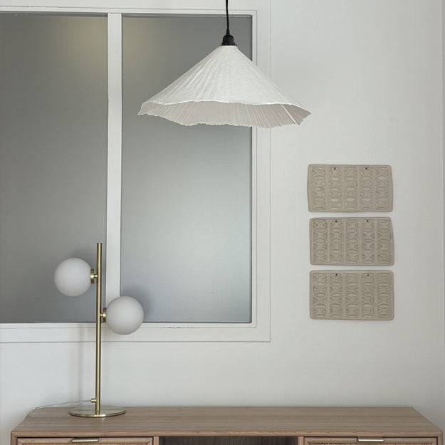 Lámpara colgante fibra prensada blanco Ø46x26cm E27 - OPLC0042