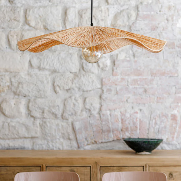 Lámpara colgante rafia natural Ø75x13 cm E27 - OPLC0047