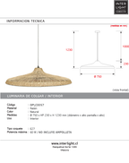 Lámpara colgante ratán natural Ø75 cm E27 - OPLC0057